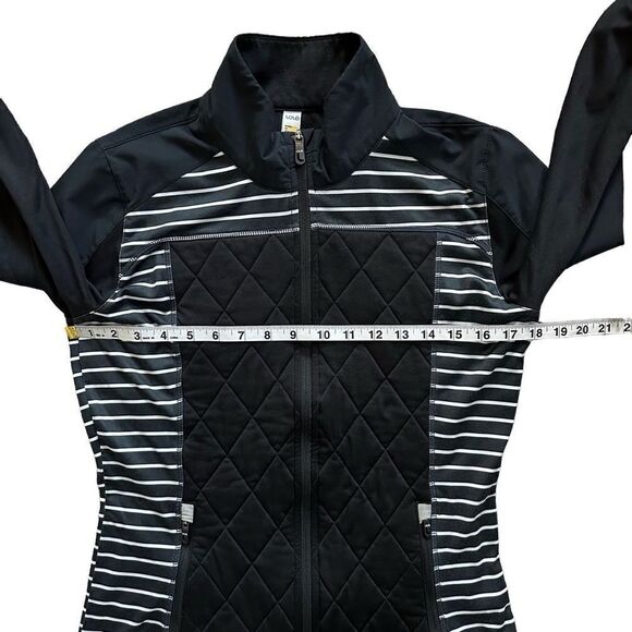 lole Black & White Stripe Quilted Long Sleeve Full Zip Up Jacket Size Small - Picture 10 of 15